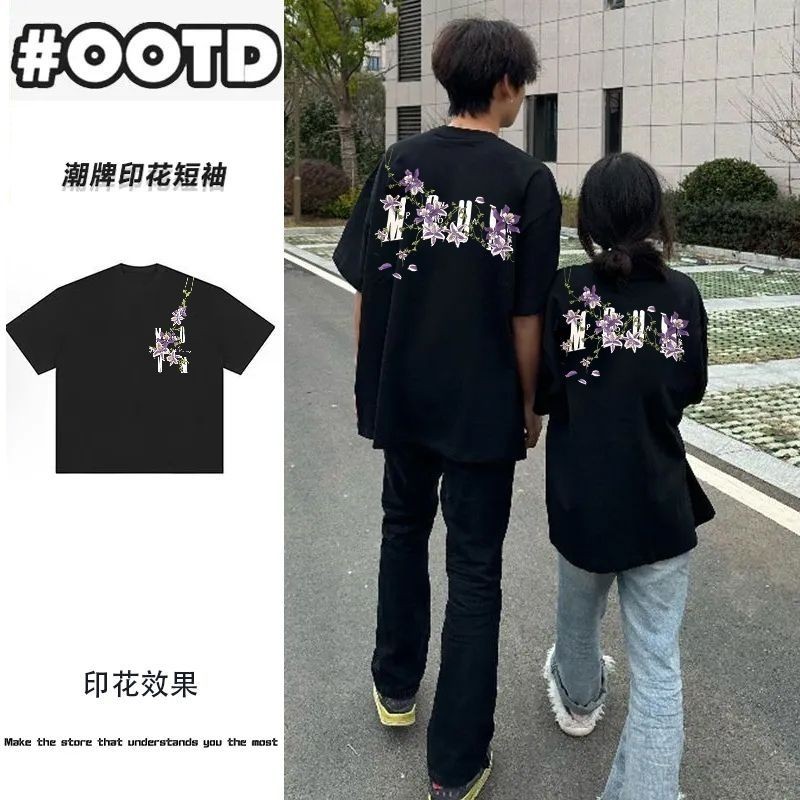 Couple Mens new Printing Summer NEW Top T-Shirt Short Sleeve20252025High Street สไตล์ใหม่ครึ่งแขน Vi