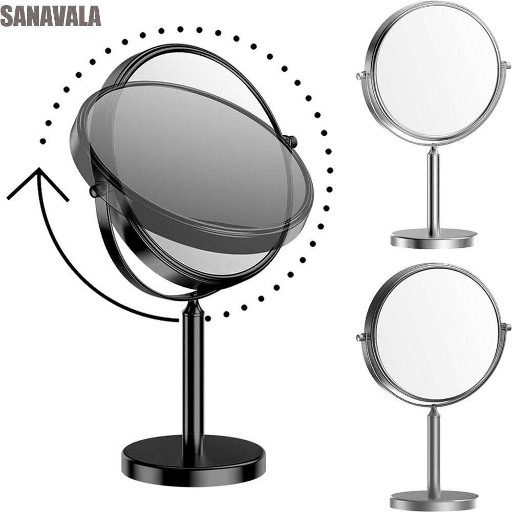 สว่าง กระจกเครื่องสําอางขยาย,รอบสองด้านสก์ท็อปกระจกแต่งหน้ามืออาชีพ3xขยาย360หมุนความละเอียดสูงหมุนกร