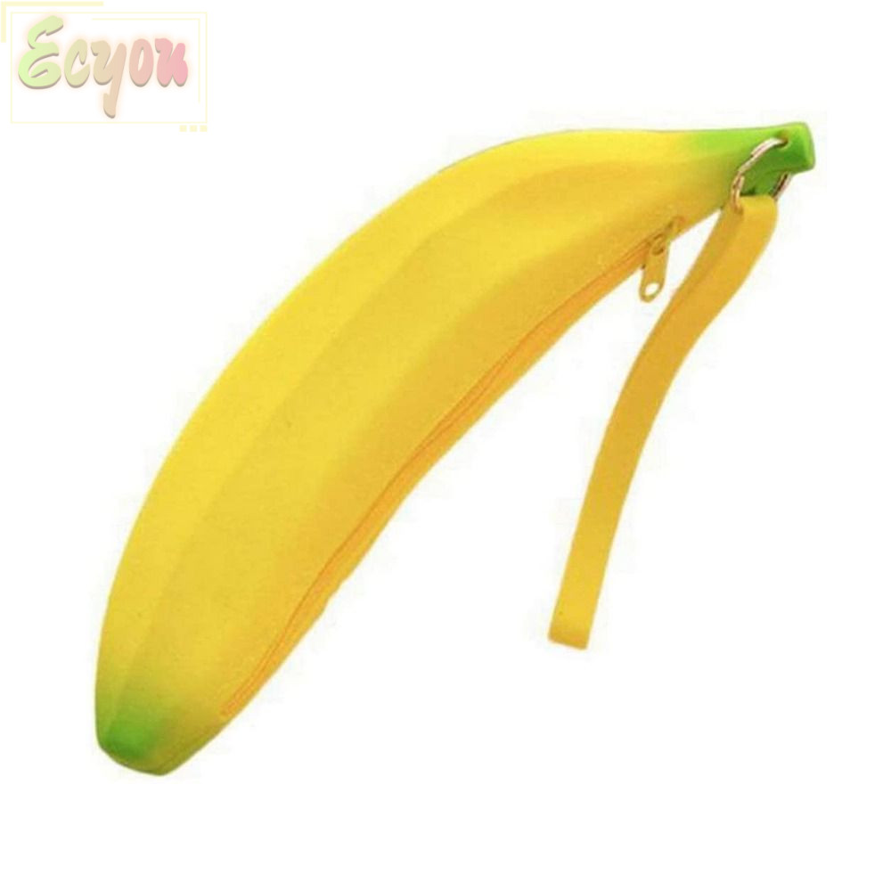 ECYOU Banana Zero Wallet, ซิลิโคน 2.36*7.87 นิ้วกระเป๋าปากกาซิลิโคน, สํานักงานกระเป๋าทรงกล้วยสีเหลือ