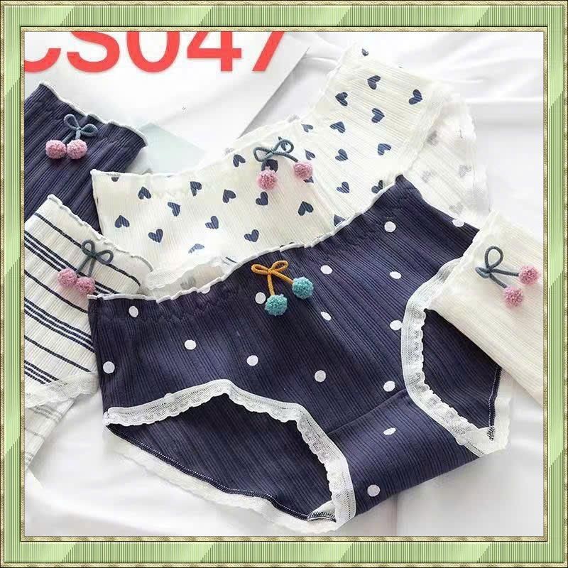 Polka Dot Heart Pattern CS047 - Combo กางเกงลายดอกไม้ 5 ตัว มีโบว์ สําหรับเด็กผู้หญิง ผ้าคอตตอน - ไซ