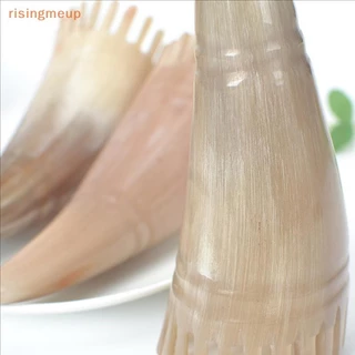 [risingmeup] 1 ชิ้นหวีขัดผมเขาวัวทําความสะอาดหนังศีรษะ Meridian Massagebrush ฟันกว้างหวีเขาวัวตัดผม Hairdressing เครื่องมือใหม่