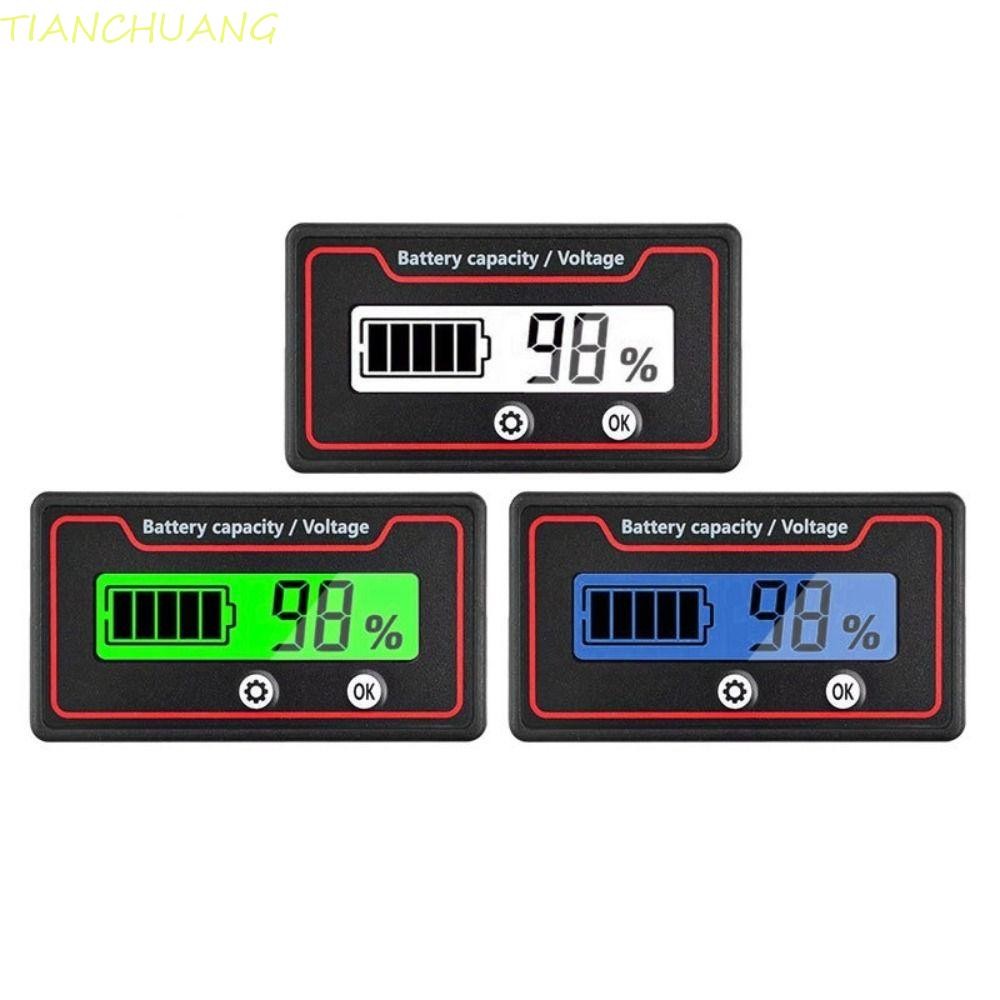 TIANCHUANG ตัวบ่งชี้ความจุแบตเตอรี่, 9-120V Universal Battery Voltmeter Tester Meter, LED Digital 12