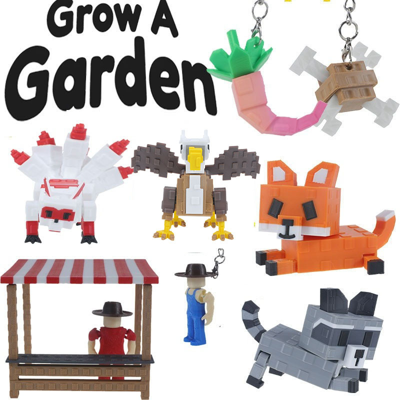 Grow A Garden Roblox พวงกุญแจ 3d พิมพ์ Raccoon Dragonfly Candy Blossom ของเล่น