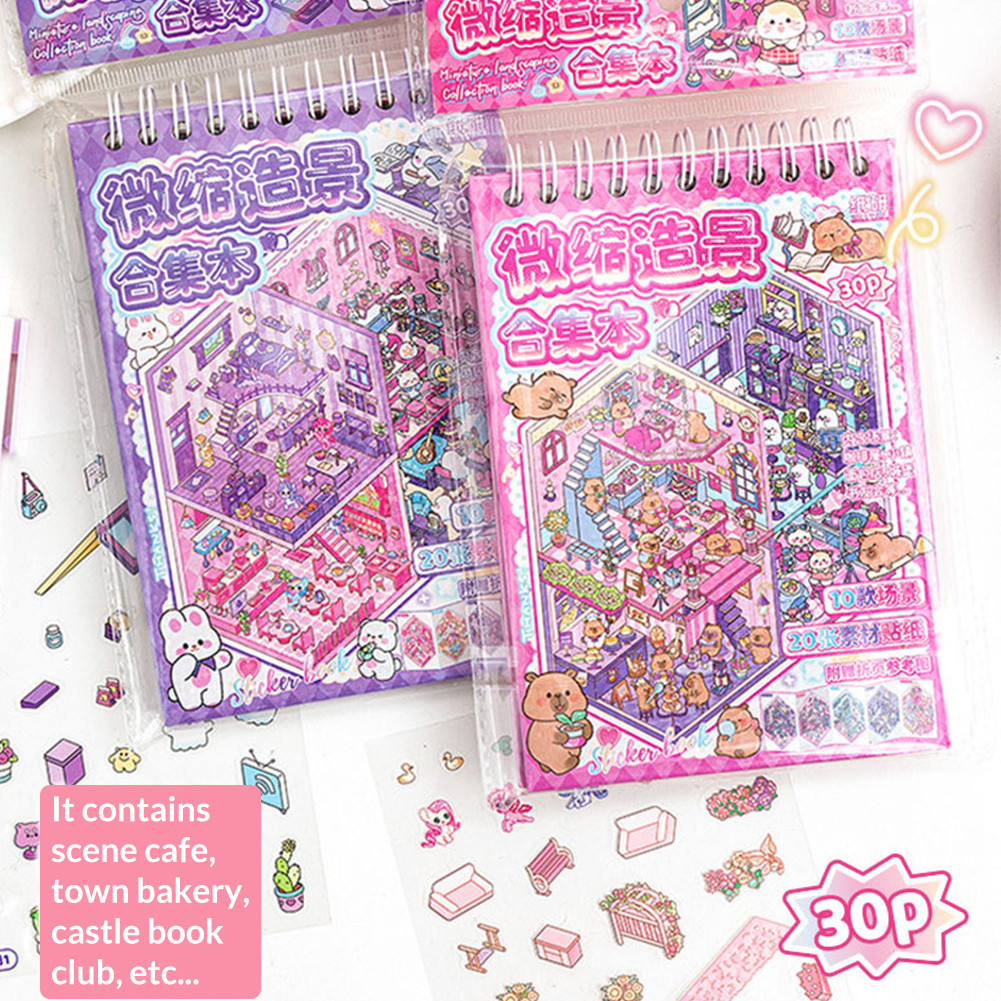 Just 3D สติกเกอร์ฉากชุด DIY การ์ตูนภูมิทัศน์สติกเกอร์หนังสือ สามมิติ Cabin เด็กผู้หญิงของเล่นเด็ก – โปรปัง