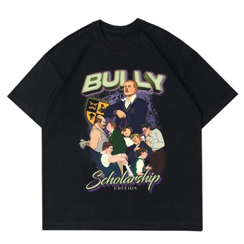 เสื้อยืด BULLY "SCHOLARSHIP" | เสื้อยืดเกมวินเทจ | เสื้อยืดสีดําสําหรับผู้ชาย