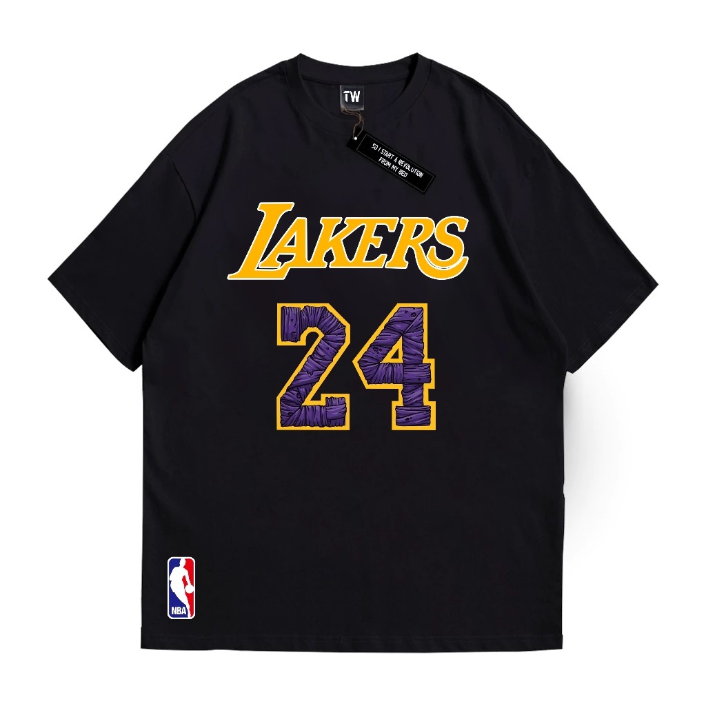 เสื้อยืดฝาแฝด Lakers Kobe Bryant 24 Black | เสื้อยืดบาสเก็ตบอล เอ็นบีเอ สําหรับผู้ชายและผู้หญิง