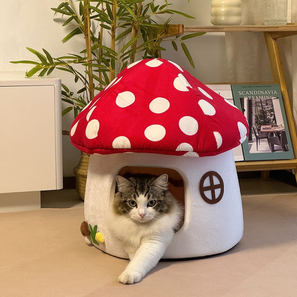 Oriental Premium#In Stock Red Umbrella Cat House Cute High-Value Cat House Semi-Enclosed Pet Cat Hid