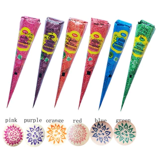Golecha Color Henna สติกเกอร์รอยสักชั่วคราว รูปกรวยเฮนน่า สีดํา สีน้ําตาล สีแดง สีขาว สไตล์อินเดีย