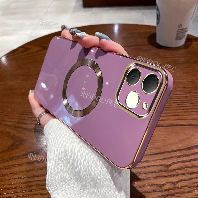 Realme Note 70 Note 70T Case Ultra Thin Solid Color Electroplated Casing Realme Note70 พร้อมแหวนแม่เหล็กชาร์จไร้สายฝาครอบโทรศัพท์ - รูปที่ 7