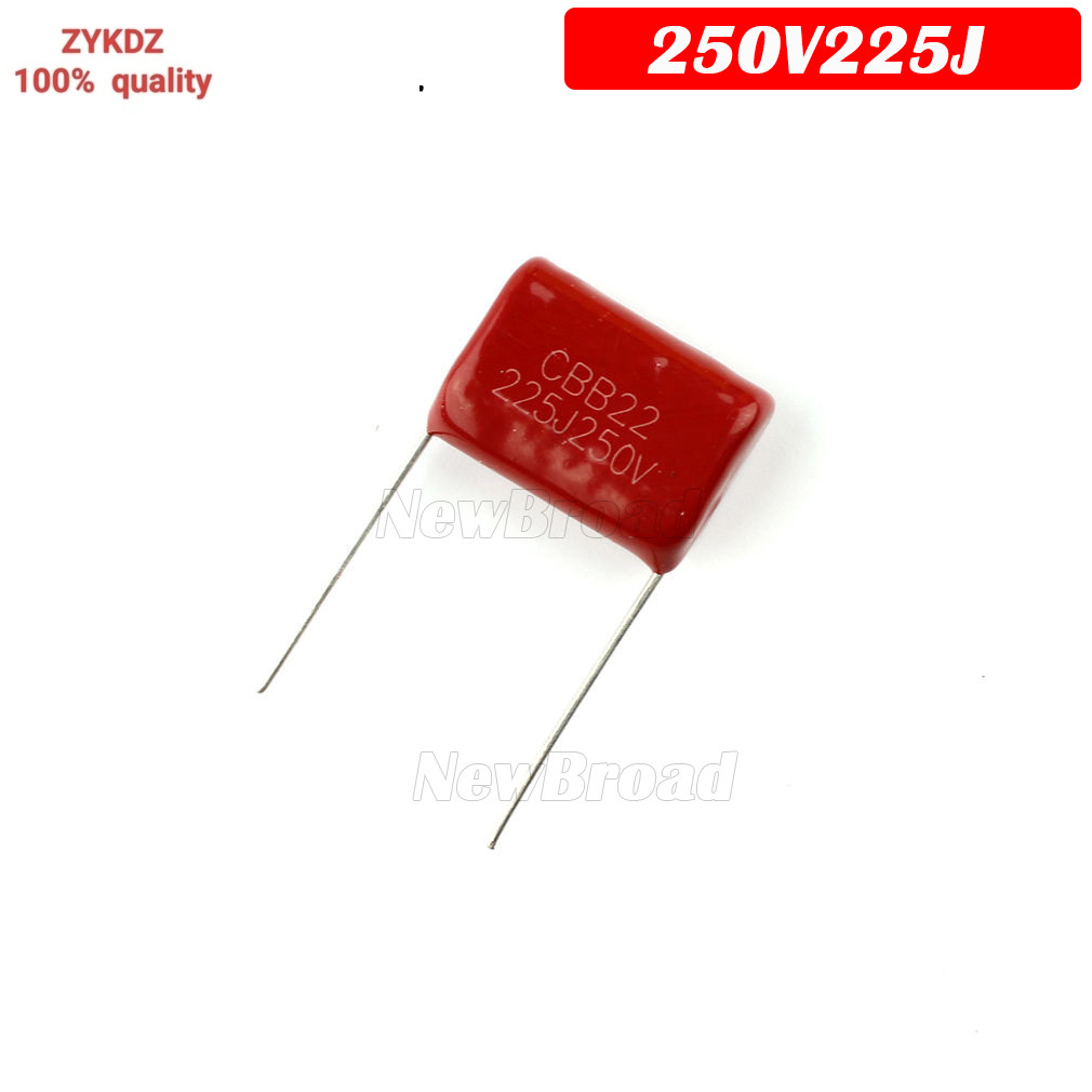 10PCS 250V225J Pitch 20 มม.250V 225 2.2uf CBB 250V225 225J250V 225J CBB Polypropylene film capacitor