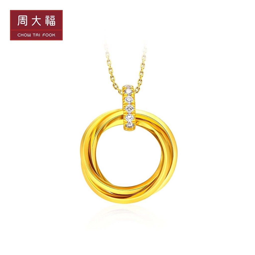 สร้อยคอจี้เรขาคณิต 22K Gold Diamond CE63557