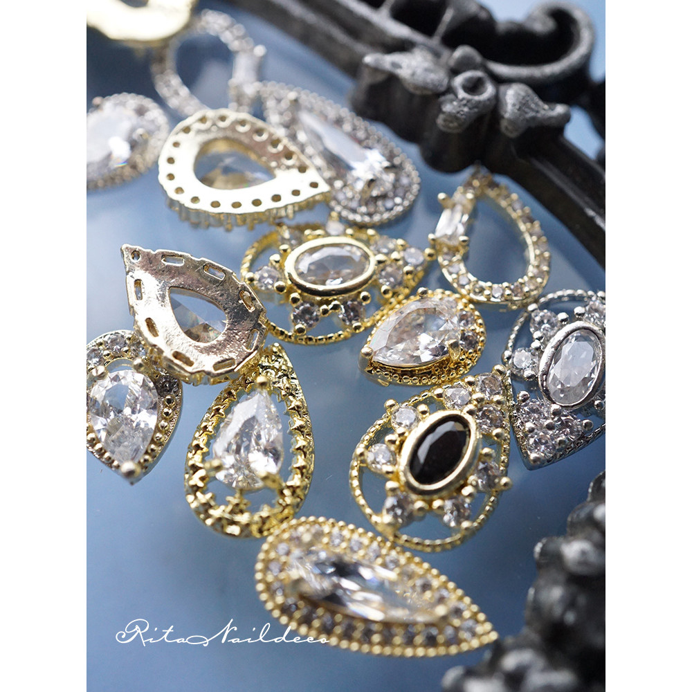 RITANAIL Water Drop Nails Zircon Teardrop Nail Gem Color Retention Retro Baroque Style Wearable Nail