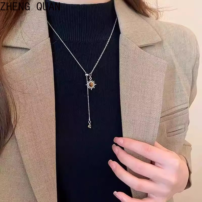 สร้อยคอยอดฮิตดอกทานตะวัน โทนทองไฮเอนด์ สไตล์หรูหรา เหมาะทำของขวัญ