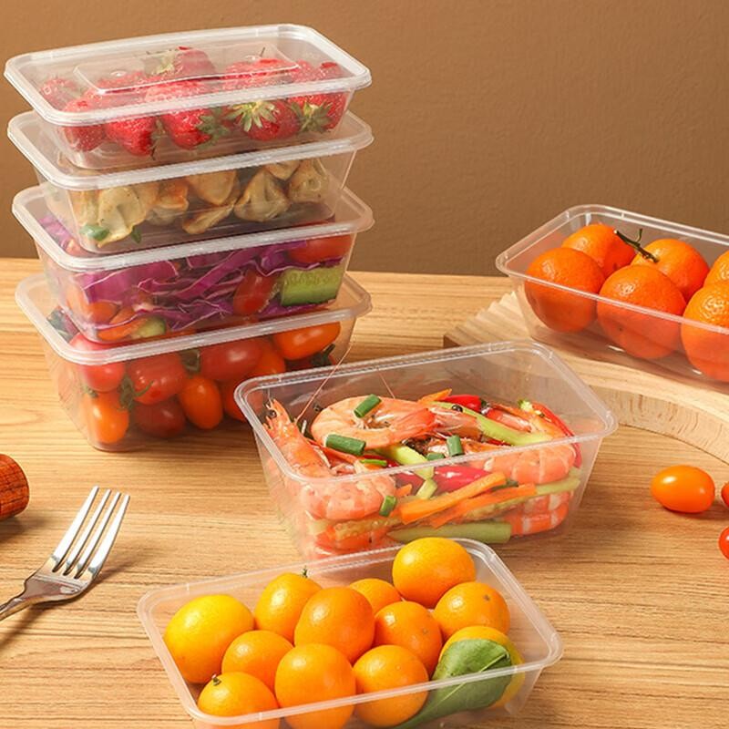 GB( 25ชิ้น/แพ็ค)กล่องเหลี่ยม F0500/F0650/F0750/F1000ml สีใส กล่องอาหาร กล่องข้าวพร้อมฝาปิด กล่องเข้า