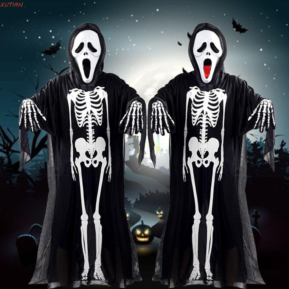 XUTIAN Skeleton Clothes Party Ball Terror Skull Horror Mask Gloves Cloak Masquerade
