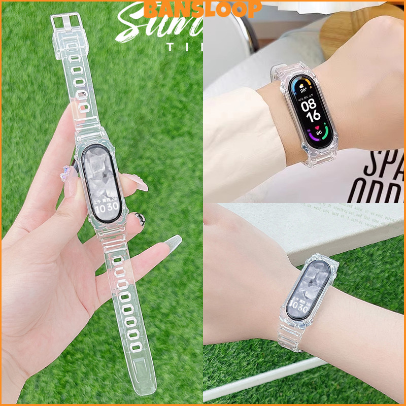 สายรัดกรณีโปร่งใส TPU อ่อน for Xiaomi Mi Band 10 9 8 ปกป้องหน้าจอ สายรัดข้อมือวงเข็มขัด for Smartwatc Mi Band 10 9 8 NFC