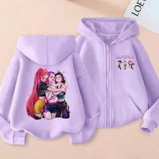 เสื้อฮูดี้แจ็คเก็ตซิปอัพ การ์ตูน K-Pop และ Demon Hunters เสื…