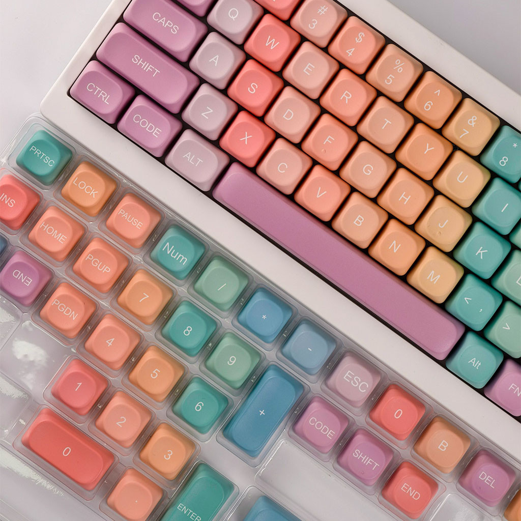 Macaron Keycap 120 คีย์ MOA โปรไฟล์ PBT Wooting Aula F75 RK100 Dye Sublimation Mechanical Keycap รอบ