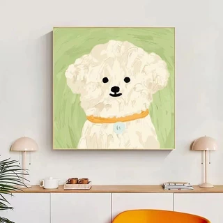 ภาพวาดสุนัขน่ารักขนาด 30x30x0.9 ซม. สำหรับห้องนั่งเล่นและห้องนอน ศิลปะฝากรูปแบบการ์ตูน ออกแบบมาเพื่อตกแต่งผนังให้น่าสนใจ