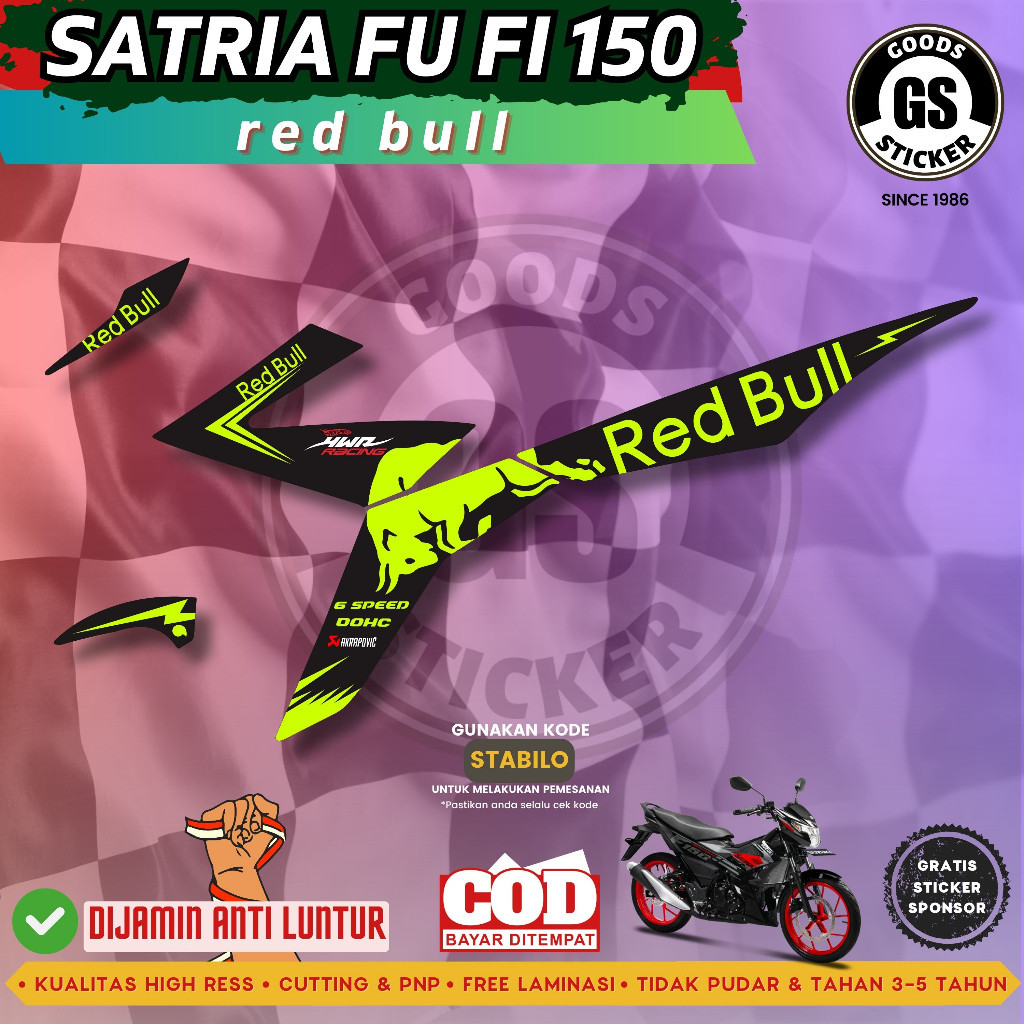 Suzuki Satria FU FI 150 สติ๊กเกอร์ Striping Code REDBULL Semi Decal ราคาคุณภาพ