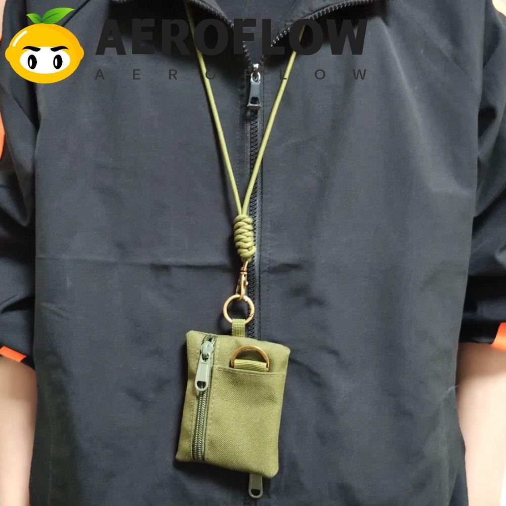 AEROFLOW กระเป๋าใส่เหรียญห้อยคอ,ซิปสแควร์ผ้า Oxford กระเป๋าสตางค์ขนาดเล็ก,สะดวกไนลอนสบายๆพร้อมเชือกเส้นเล็กผู้ถือบัตรขนาดเล็กกีฬา