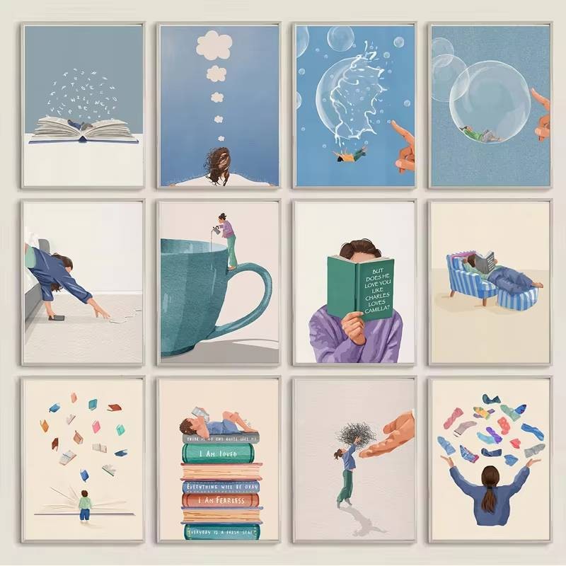 โปสเตอร์ภาพวาดชีวิตประจำวัน พิมพ์ลายบนผ้าใบ สำหรับตกแต่งห้องนั่งเล่น