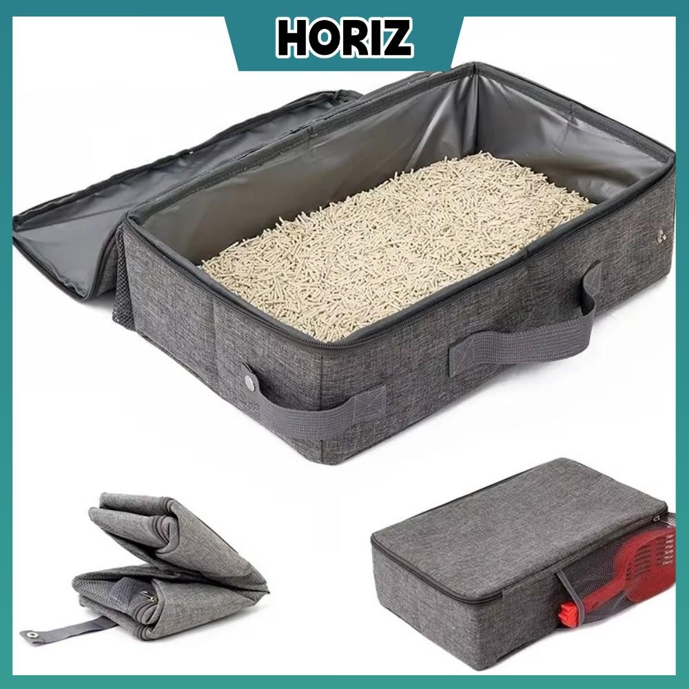 HORIZ กระบะทรายแมวแบบพับได้, กล่องครอกสําหรับเดินทางผ้ากันน้ํา, ทําความสะอาดง่ายน้ําหนักเบาซิปฝากล่องครอกแบบพกพาใช้กลางแจ้ง