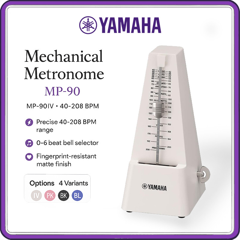Yamaha MP-90 Mechanical Pendulum Metronome – 40-208 BPM, 0-6 Beat Bell | Ivory, Pink, Black, Blue Cl