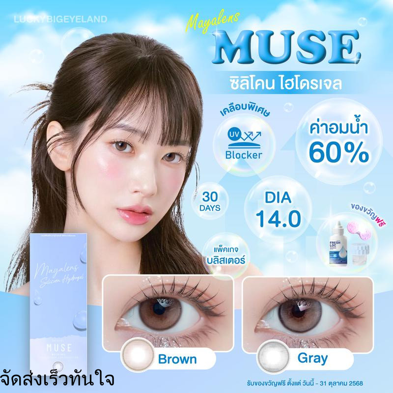 (แถมน้ำยา+เครื่องล้าง1ชุดต่อ1ใบสั่งซื้อ) Premium Lens รุ่น Muse กล่องม่วง สี น้ำตาลชมพู/เทา ซิลิโคนไ