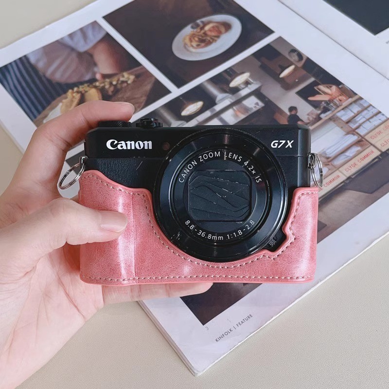เหมาะสําหรับ Canon G7X2 เคสป้องกัน G7X3 ฐานเคส M100 อุปกรณ์เสริมซองหนัง G7XMarkII กระเป๋ากล้อง