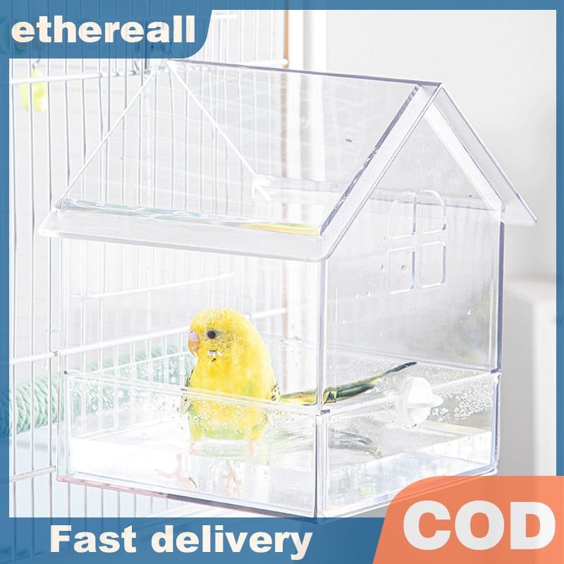 ETH Parrot Feeder ป้องกันการกระจัดกระจายชามนกมัลติฟังก์ชั่น Feeding Bird Bath Parakeets อ่างอาบน้ํา Bird Cage อุปกรณ์เสริม TH
