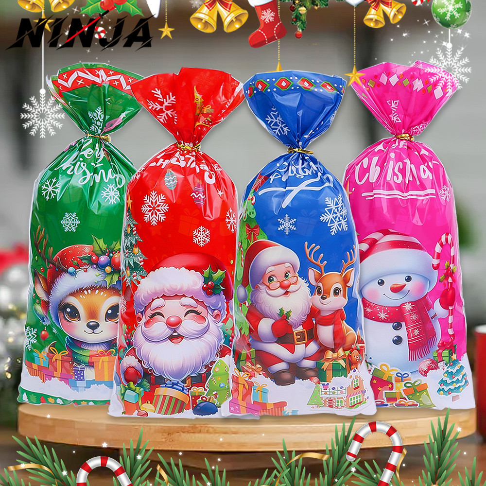 [H&L]ถุงขนมคริสต์มาส OPP ใส - กระเป๋าแบนสําหรับขนมวันหยุดและงานปาร์ตี้โปรดปราน (50/100/200 Qty)