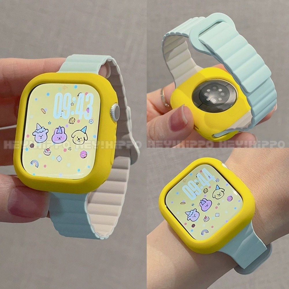 สายรัดแม่เหล็กแบบห่วงละเอียดเหมาะสําหรับ iWatch 11/SE3/10/9/8/7/6/5/4/3/2/1 สายรัดซิลิโคนเหมาะสําหรับ 49/46/45/44/42/41/40/48 มม.