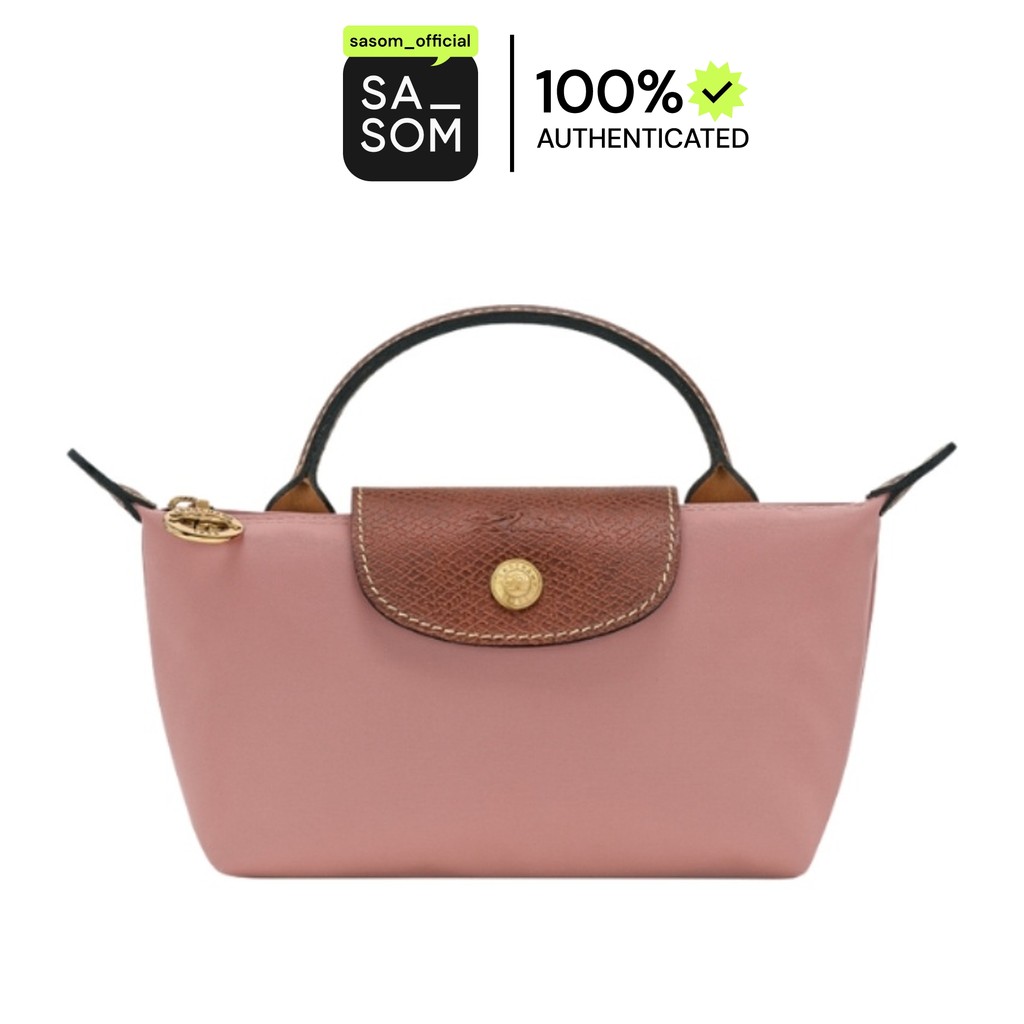 Longchamp Le Pliage Original Pouch With Handle Pink Tea | ของแท้ ตรวจสอบโดย SASOM