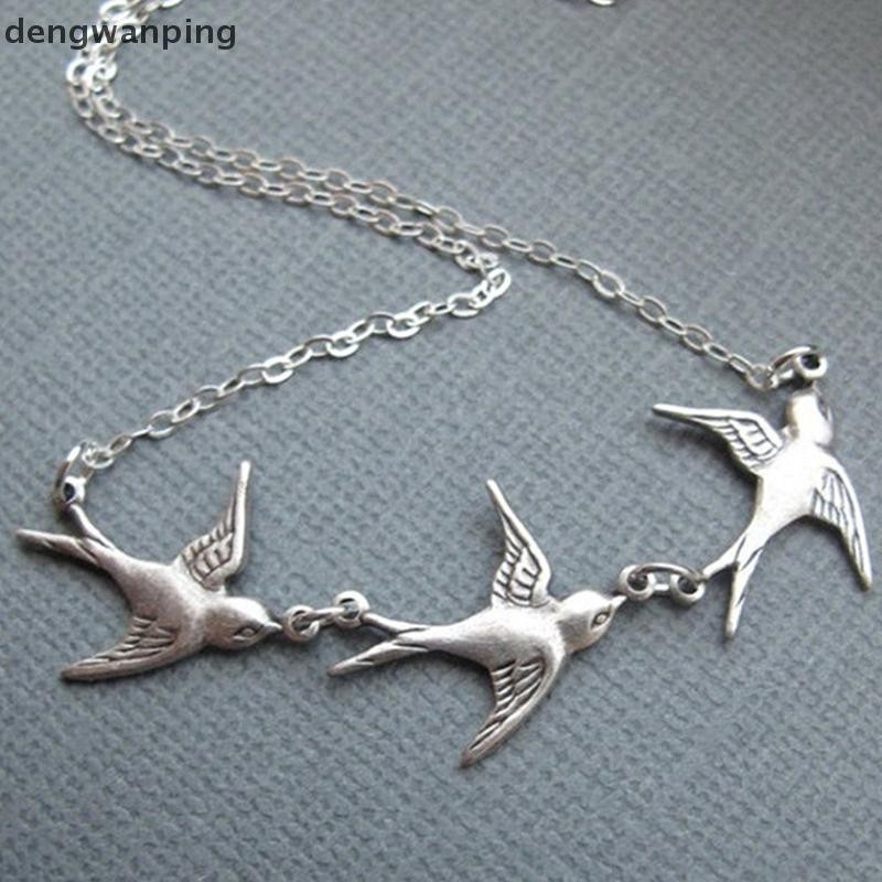 [DWP] Creative น่ารักสีเงินสาม Sp Bird จี้สร้อยคอผู้หญิงสัตว์ Retro Collar Chain เครื่องประดับอุปกรณ
