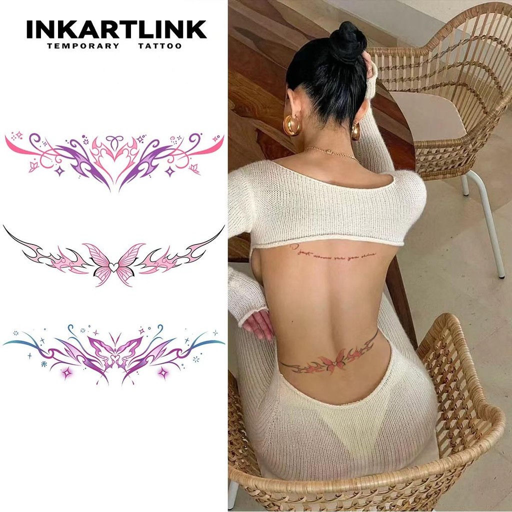 INKARTLINK Dream Butterfly สติ๊กเกอร์ลายเส้นแบบชั่วคราว สีสันสดใส อุปกรณ์แต่งกายประจำวัน