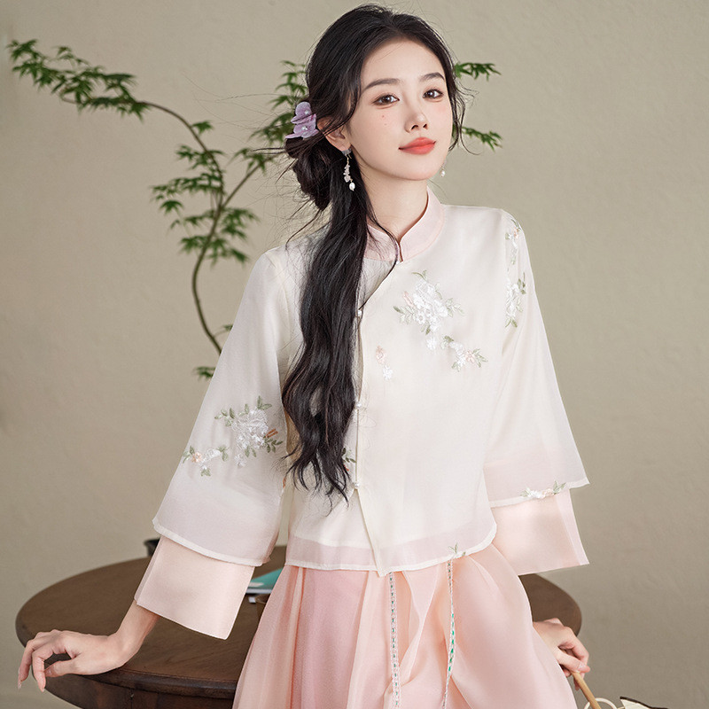 ชุดฮันฟูผู้หญิงสไตล์รีพับลิกันและย้อนยุคจีน ออกแบบมาเพื่อสวมใส่ในฤดูใบไม้ผลิและฤดูร้อน - รูปที่ 4