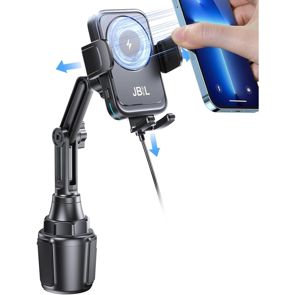 Wireless Car Charger Car Cup Phone Holder 15W Fast Charging Auto Clamping Car Charger Dual Port PD &