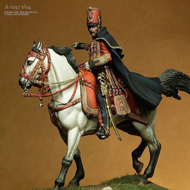 1/24 Red Cavalry Captain Resin Figure Model Soldier White Mold (ไม่มี Cape)