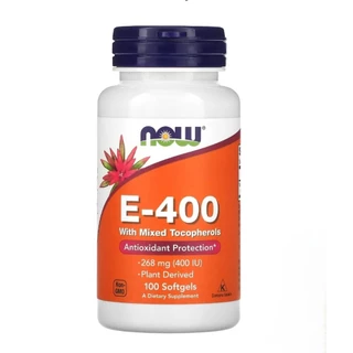 [พร้อมจัดส่ง] E-400 100 Soft ดูแลสุขภาพผิวพรรณ สนับสนุนการปกป้องเซลล์ สารต้านอนุมูลอิสระ NOW FOODS