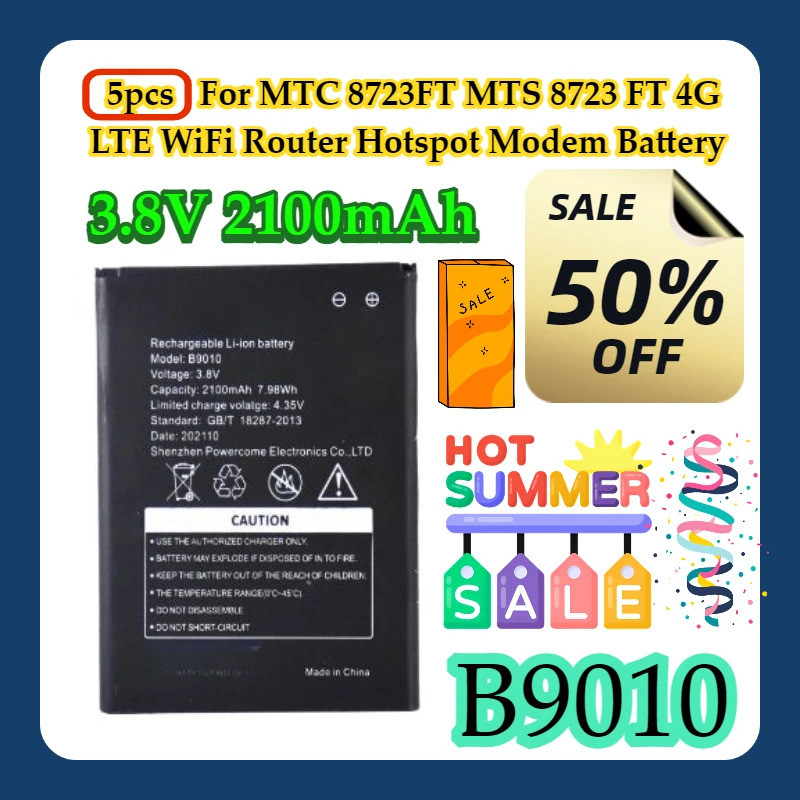 5pcs สําหรับ MTC 8723FT MTS 8723 FT 4G LTE WiFi Router Hotspot โมเด็ม 3.8V 2100mAh B9010 แบตเตอรี่