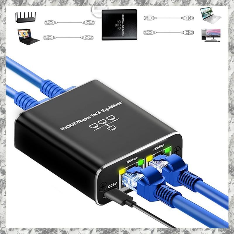 [DOK] Gigabit RJ45 Splitter LAN Extension Adapter ความเร็วสูง 1 ถึง 3, 1000Mbps LAN Splitter RJ45 Sp