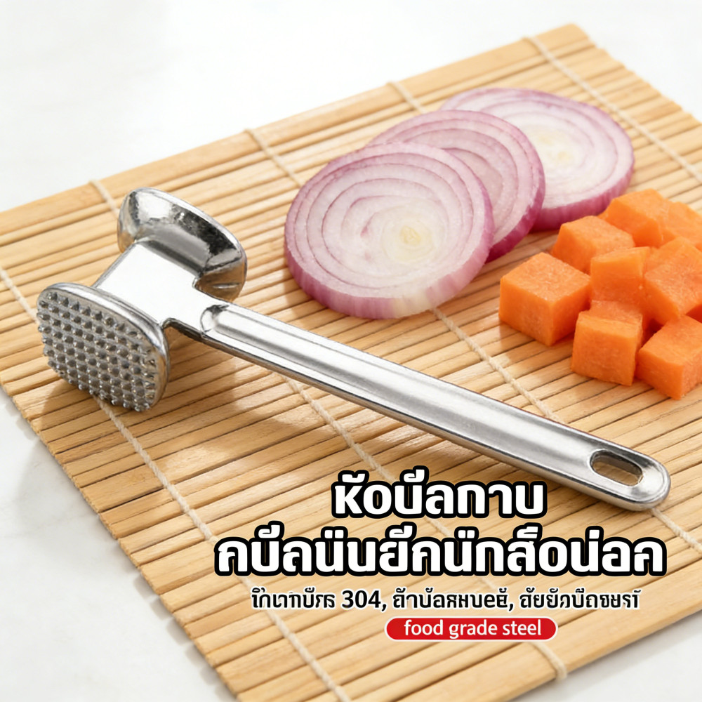 ค้อนทุบเนื้อ เนื้อสนทุบเนื้อค้อน ที่ทุบเนื้อสแตนเลส ค้อนตีค้อนเนื้อ ค้นสเต็ก อลูมิเนียมอัลลอยด์ ทำอาหาร เนื้อวัว ทำสเต๊ก