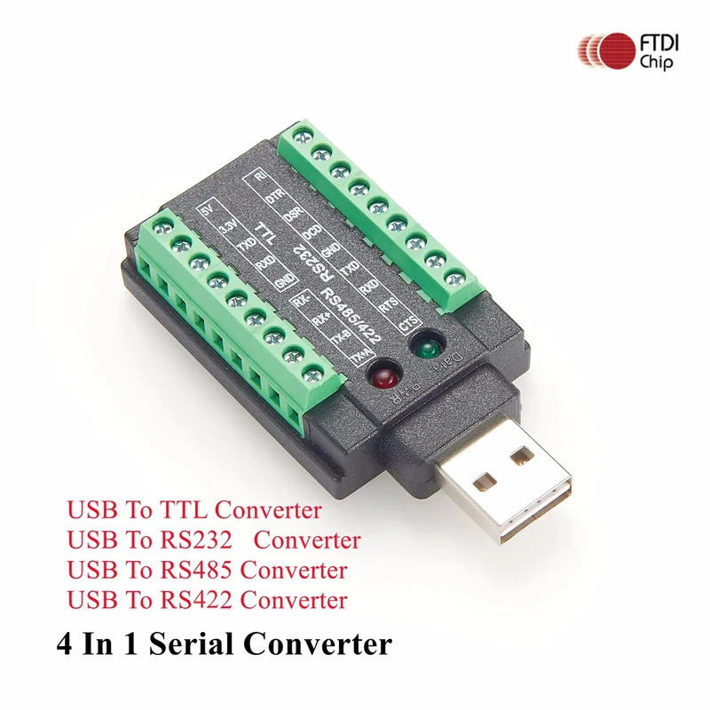 HUI อุตสาหกรรม 4 in 1 USB to RS232 RS485 RS422 TTL Serial Converter พร้อม FTDI FT232RNL ชิป USB 2.0 