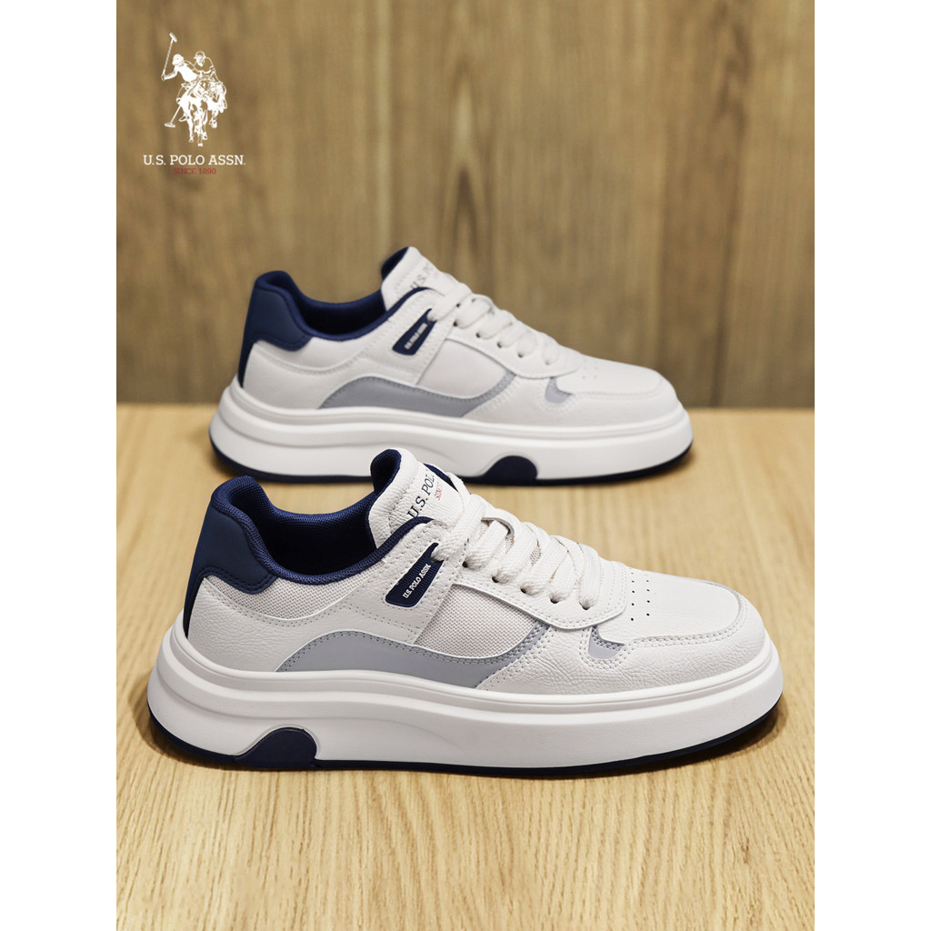 USPOLO.ASSN.Sneakers Men 2026 สไตล์ใหม่ฤดูร้อนตาข่ายระบายอากาศร้อนผู้ชายรองเท้าลําลองสีขาว