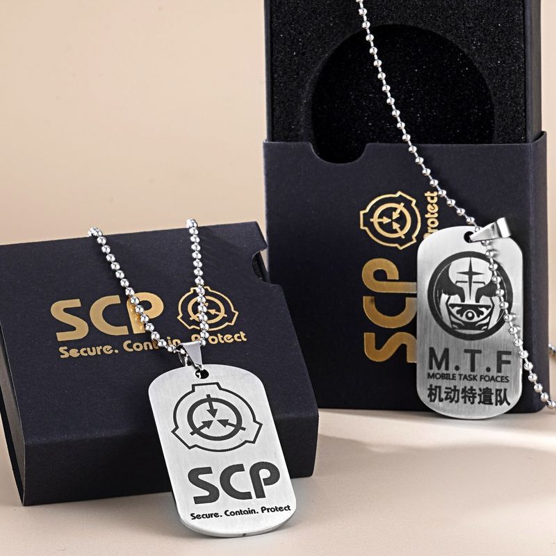 SCP Foundation Merchanted โลโก้สร้อยคอ MTF Mobile Task Force Nine-Tailed Fox สีแดงขวาเครื่องประดับมื