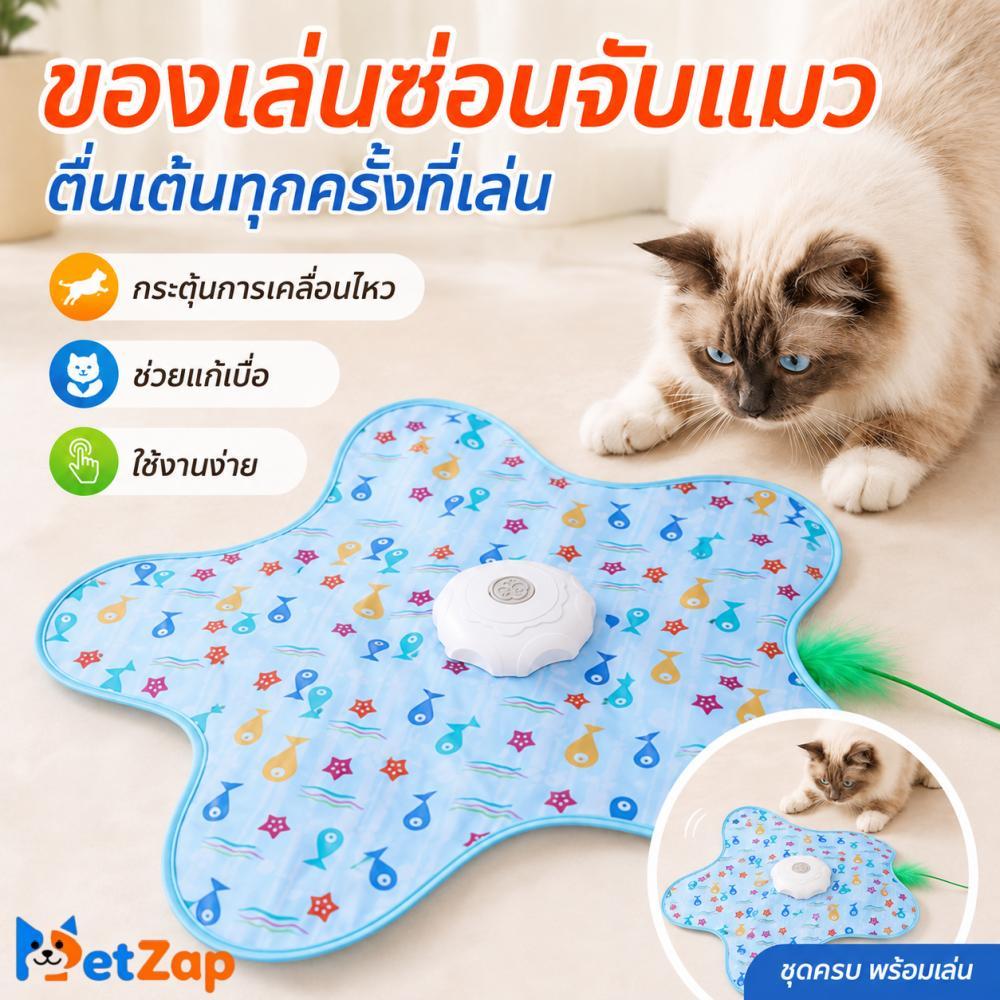 【PetZap】พร้อมส่ง COD ของเล่นแมว ไม้ตกแมว ไม้ล่อแมว ของเล่นซ่อนหา แผ่นคลุมจับหนู ผ้ากันข่วน แก้เบื่อ คลายเครียด