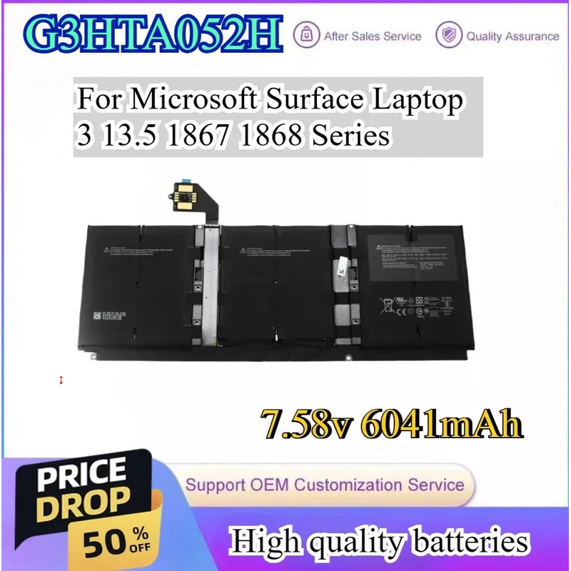 6041mAh 7.58V G3HTA052H DYNT02 แบตเตอรี่แล็ปท็อปสําหรับ Microsoft Surface แล็ปท็อป 3 13.5 "1867 1868