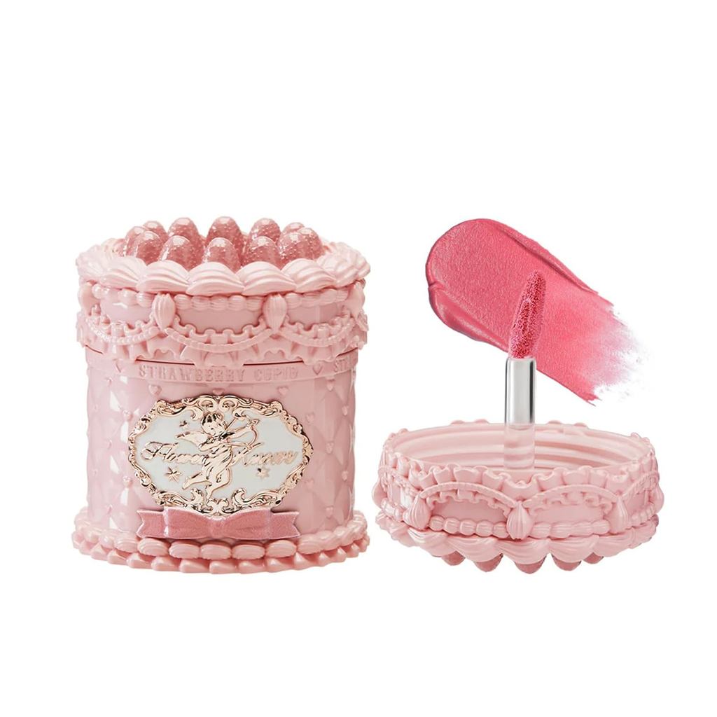 Flower Knows Strawberry Cupid Cake Lip Cream, Velvety-ooth Matte Liquid Lipstick,Hydrating,udge-proo