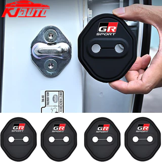 รถต้นฉบับ 1:1 Product 4pcs Toyota GR ประตูรถโช้คอัพประตูล็อคซิลิโคนอัตโนมัติประตูล็อคสติกเกอร์สําหรับ Vios Raize Wicto Rush Veloz Yaris Cross Innova Avanza Altis